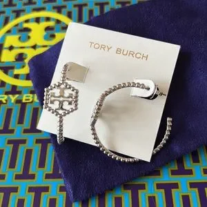 Tory burch hexagon store hoop earrings